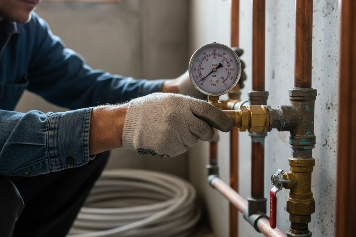 Pressure testing a repaired line during Water Line Repair in North Grafton